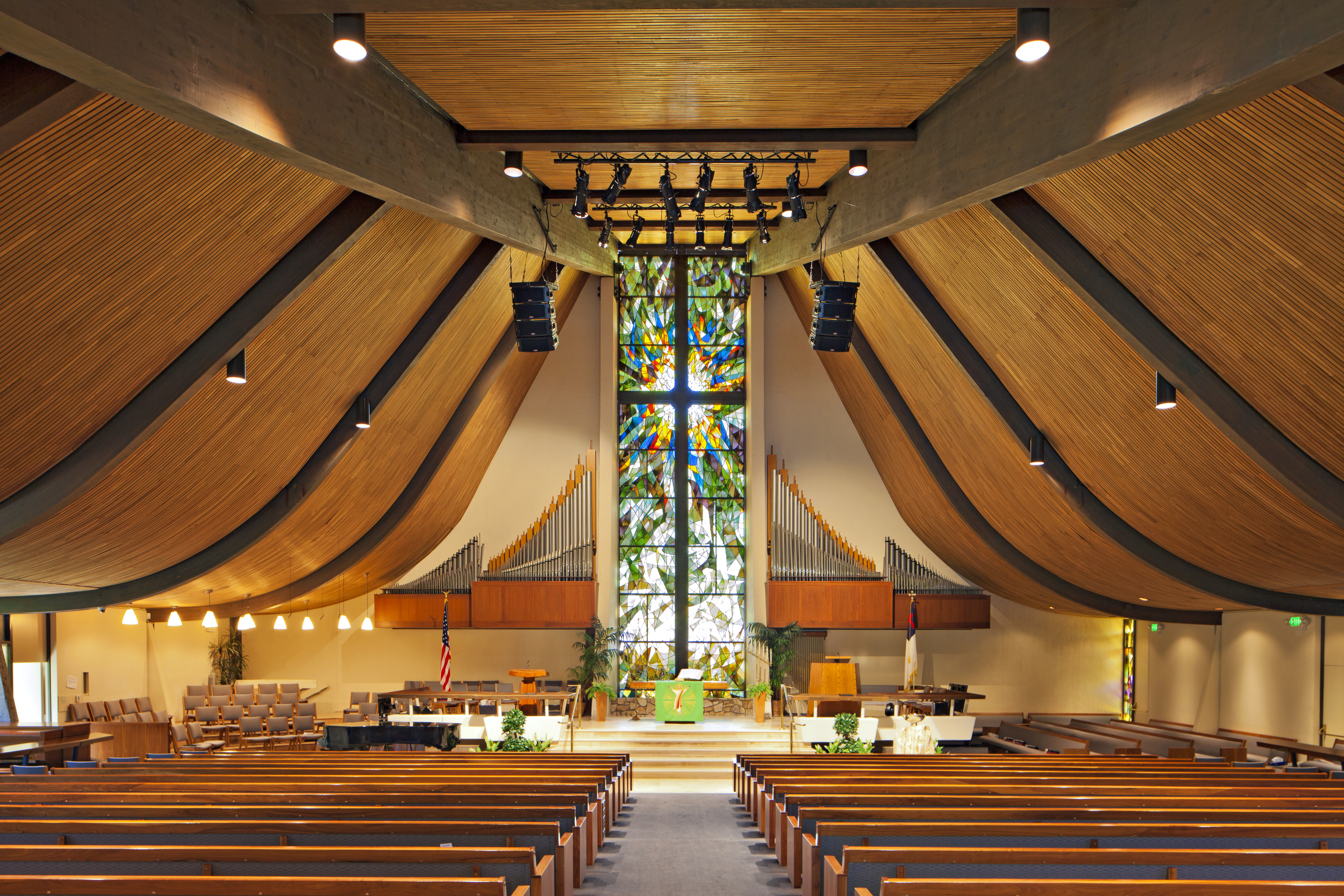 Interior of an empty church prepared for selling a church